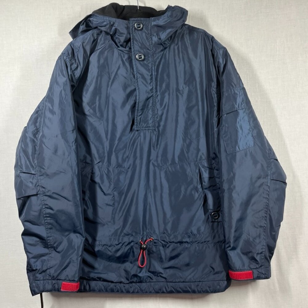 Gap Hooded Jacket Size Medium Blue Fleece Lined Anorak Windbreaker VTG